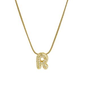 Gold Initial 'R' Pendant Necklace